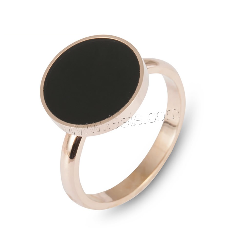 Enamel Stainless Steel Finger Ring, rose gold color plated, different size for choice & for woman & epoxy gel, 2mm, 7mm, Sold By PC