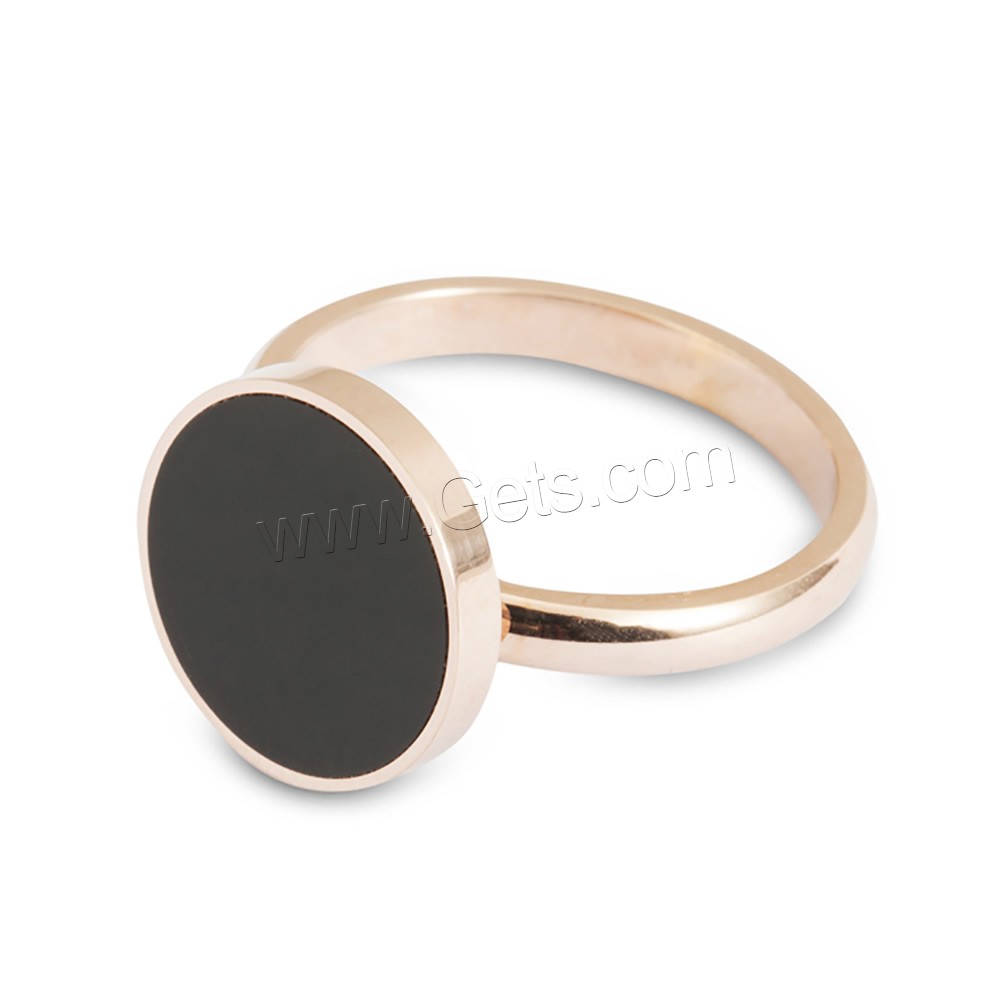 Enamel Stainless Steel Finger Ring, rose gold color plated, different size for choice & for woman & epoxy gel, 2mm, 7mm, Sold By PC