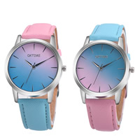 Women Wrist Watch, PU Leather, with zinc alloy dial & Glass, Chinese movement, silver color plated, for woman & waterproof 20mm Approx 9.4 Inch 