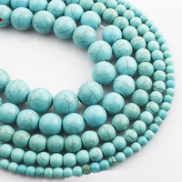 Synthetische Türkis Perlen, rund, verschiedene Größen vorhanden, blau, Länge:ca. 15 ZollInch, verkauft von Strang