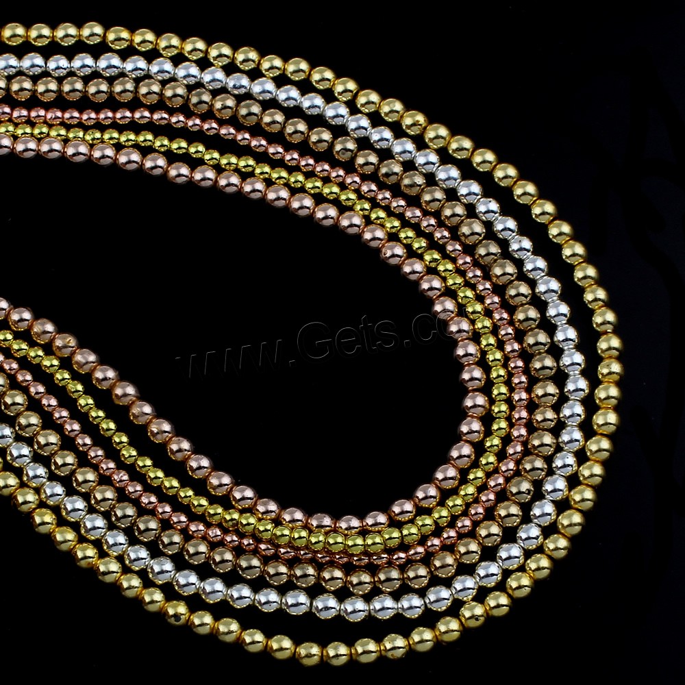Non Magnetic Hematite Beads, Round, plated, different size for choice, more colors for choice, Hole:Approx 1mm, Length:Approx 15.5 Inch, Sold By Strand