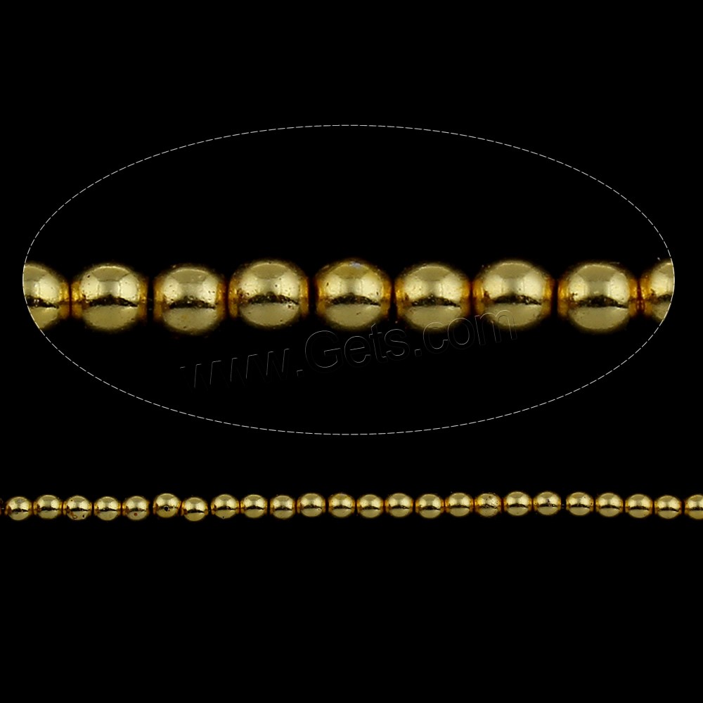 Perles hématite non-magnétique, hématite non magnétique, Rond, Placage, normes différentes pour le choix, plus de couleurs à choisir, Trou:Environ 1mm, Longueur:Environ 15.5 pouce, Vendu par brin