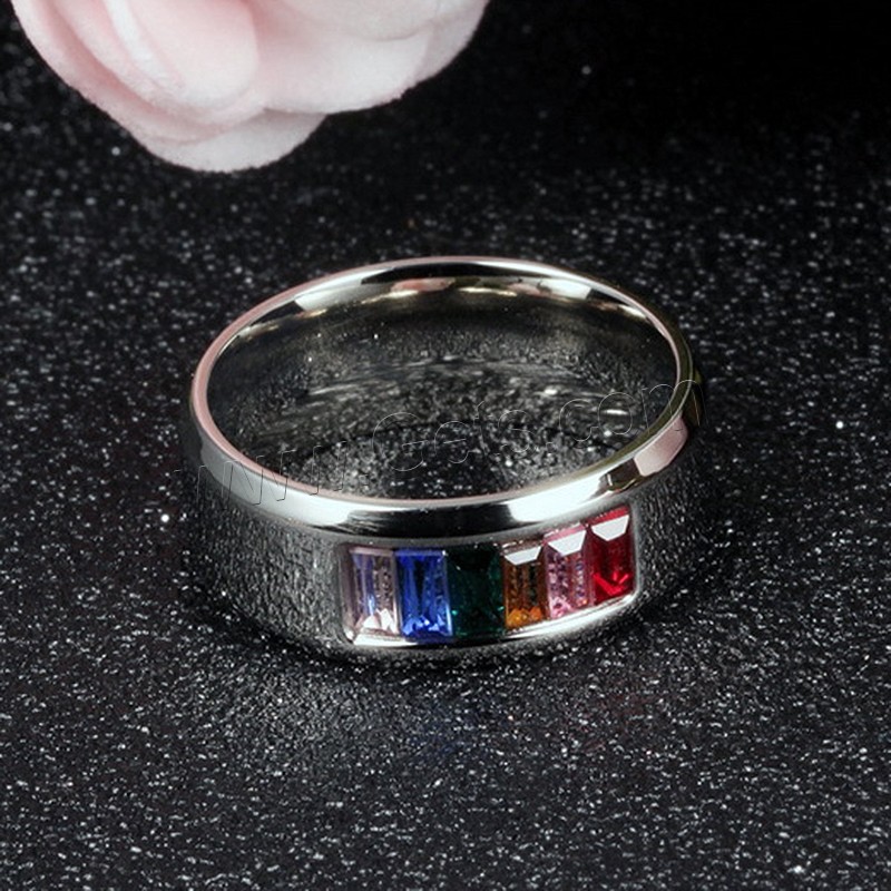 Нержавеющая сталь Rhinestone палец кольцо, нержавеющая сталь, разный размер для выбора & Женский & со стразами, оригинальный цвет, 8mm, продается PC