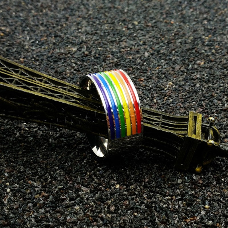 Emaille Edelstahl Ringe, Regenbogen-design & verschiedene Größen vorhanden & für Frau, originale Farbe, 10mm, verkauft von PC