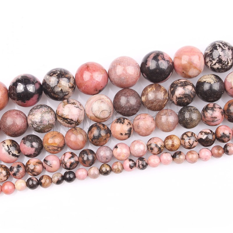 Black Stripes Rhodochrosite Stone Beads, Round, different size for choice, Length:Approx 15.5 Inch, Sold By Strand