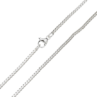 Мода нержавеющей стали ожерелье цепь, нержавеющая сталь, Толстые 925 стерлингового серебра покрытием, Женский длина:Приблизительно 17 дюймовый, 10пряди/сумка, продается сумка