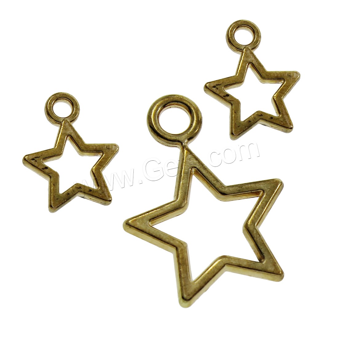Zinc Alloy Star Pendant, gold color plated, different size for choice, lead & cadmium free, Hole:Approx 2.5, 2mm, Sold By KG