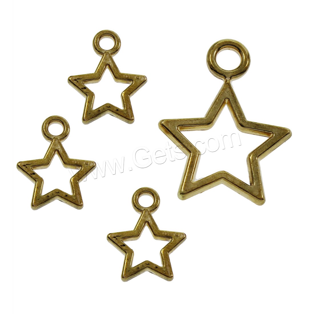 Zinc Alloy Star Pendant, gold color plated, different size for choice, lead & cadmium free, Hole:Approx 2.5, 2mm, Sold By KG