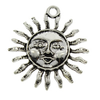 Zinc Alloy Jewelry Pendants, Sun, antique silver color plated, lead & cadmium free Approx 2mm, Approx 