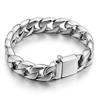 Men Bracelet, 316 Stainless Steel, twist oval chain & for man, original color, 15mm Approx 8.5 Inch 