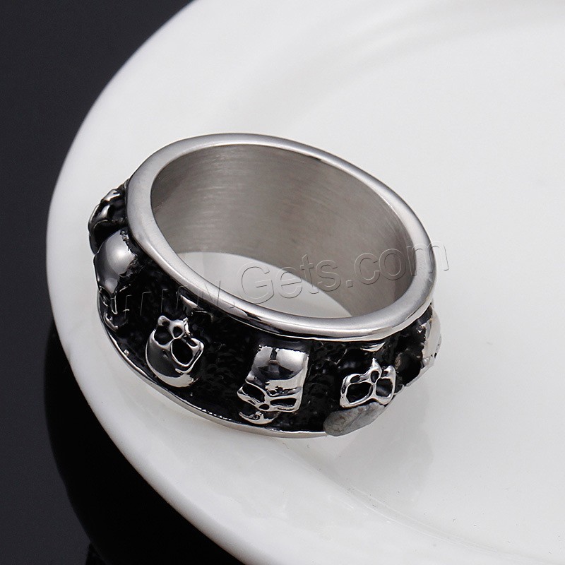 Stainless Steel Finger Ring, 316 Stainless Steel, Skull, different size for choice & for man & blacken, 11mm, Sold By PC