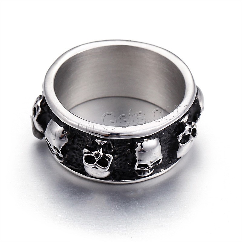 Stainless Steel Finger Ring, 316 Stainless Steel, Skull, different size for choice & for man & blacken, 11mm, Sold By PC