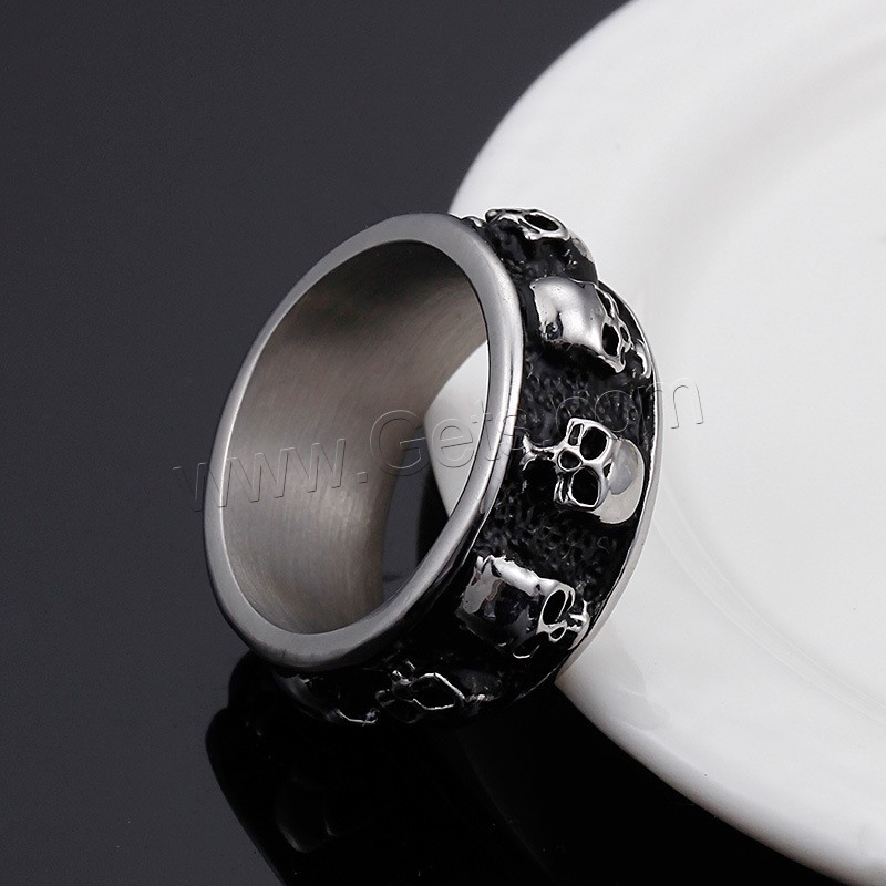 Кольцо из нержавеющей стали, Нержавеющая сталь 316, Череп, разный размер для выбора & Мужский & чернеют, 11mm, продается PC