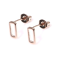 Zinc Alloy Stud Earring, Rectangle, real rose gold plated, for woman 