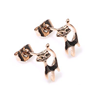 Zinc Alloy Stud Earring, Fox, 14K gold plated, for woman 