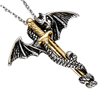 Stainless Steel Animal Pendants, Dragon, plated, blacken Approx 3-5mm 