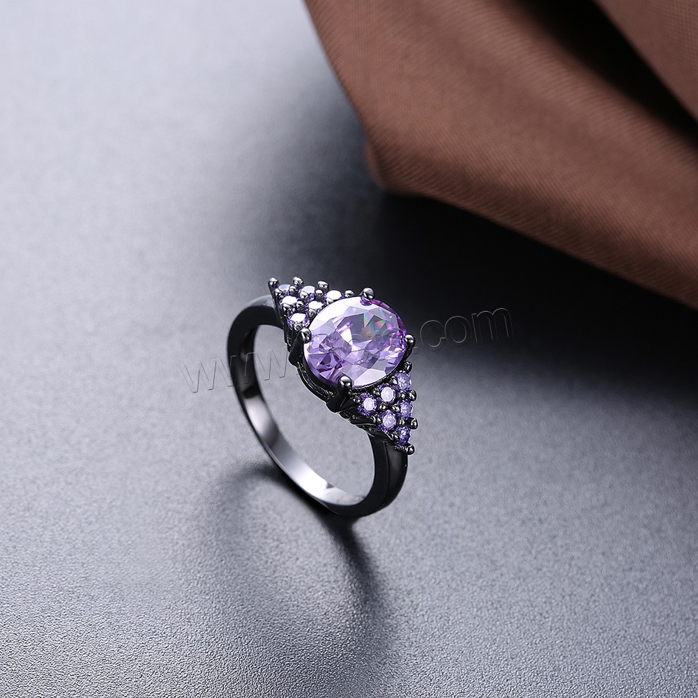 Favourer ® палец кольцо, Латунь, черный свнец, разный размер для выбора & Женский & с кубическим цирконием, Много цветов для выбора, 10mm, продается PC