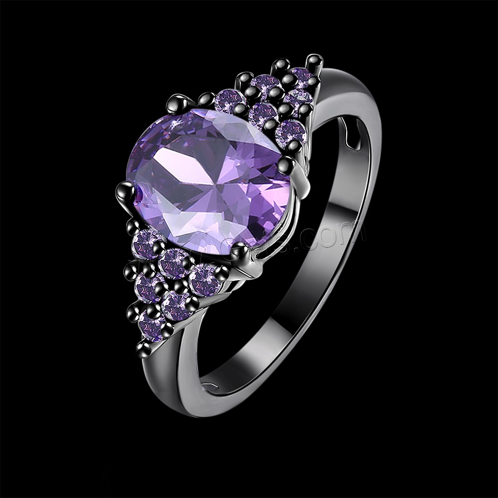 Favourer ® палец кольцо, Латунь, черный свнец, разный размер для выбора & Женский & с кубическим цирконием, Много цветов для выбора, 10mm, продается PC