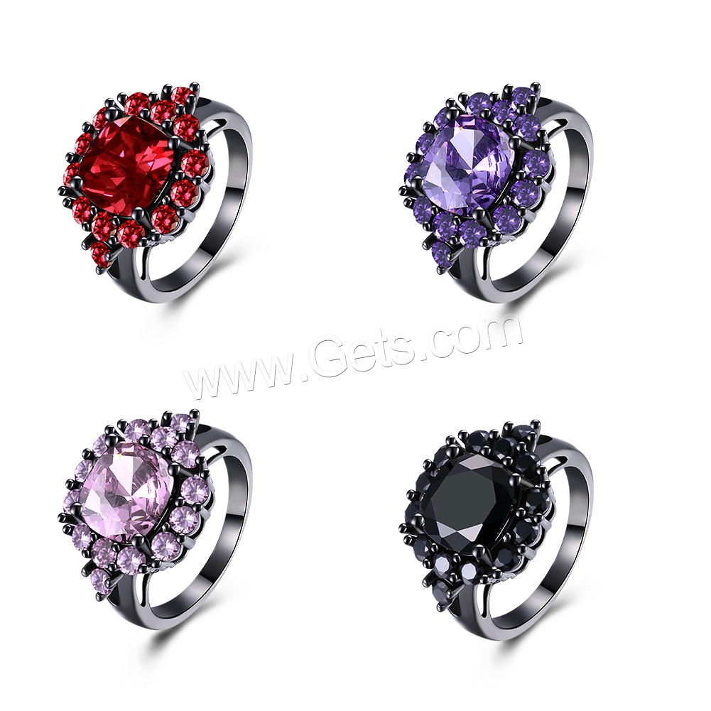 Brass, Flower, plumbum black color plated, different size for choice & for woman & with cubic zirconia, more colors for choice, 16mm, Sold By PC