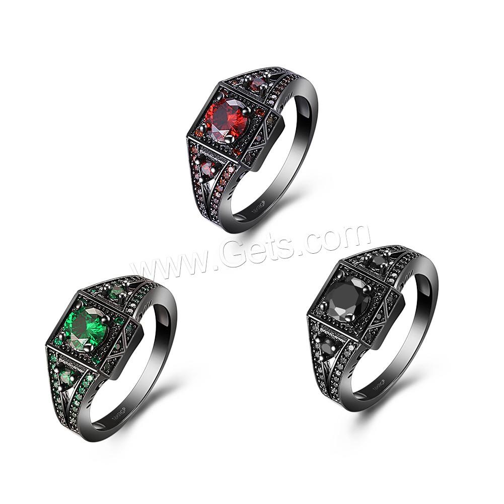 Favourer ® палец кольцо, Латунь, черный свнец, разный размер для выбора & Женский & с кубическим цирконием, Много цветов для выбора, 12mm, продается PC