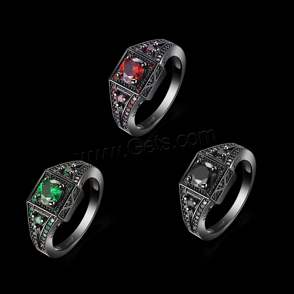 Favourer ® палец кольцо, Латунь, черный свнец, разный размер для выбора & Женский & с кубическим цирконием, Много цветов для выбора, 12mm, продается PC
