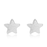 Sterling Silver Stud Earring, 925 Sterling Silver, Star, platinum plated, brushed & for woman 