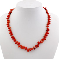 Natural Coral Necklace, iron lobster clasp, Drum Approx 1mm Approx 15.3 Inch 