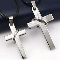 Stainless Steel Jewelry Necklace, Cross & with letter pattern, original color Approx 17.5 Inch 