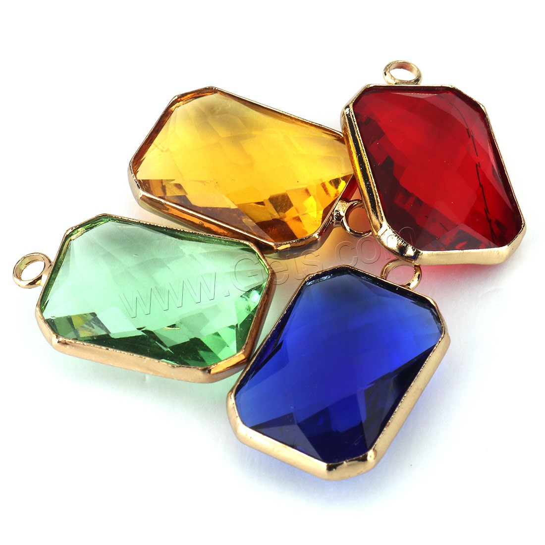 Crystal Brass Connector, Rectangle, real gold plated, different size for choice & faceted & 1/1 loop, more colors for choice, Sold By PC