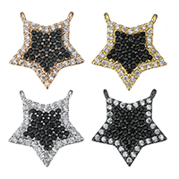 Cubic Zirconia Micro Pave Brass Pendant, Star, plated, micro pave cubic zirconia & double-hole Approx 0.5mm 