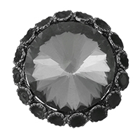 Botón de caña de aleación de cinc, aleación de zinc, con Cristal, chapado en color plomo negro, 40x22mm, agujero:aproximado 3.5mm, Vendido por UD