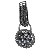 Boucle déployante en alliage de zinc, avec cristal, Placage de couleur noire de plumbum, avec strass  Environ 3mm, Vendu par PC