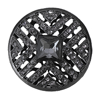 Botón de caña de aleación de cinc, aleación de zinc, con Cristal, chapado en color plomo negro, con diamantes de imitación, 37.5x16mm, Vendido por UD