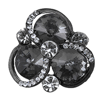 Botón de caña de aleación de cinc, aleación de zinc, con Cristal, chapado en color plomo negro, con diamantes de imitación, 28.5x28.5x11mm, agujero:aproximado 3mm, Vendido por UD