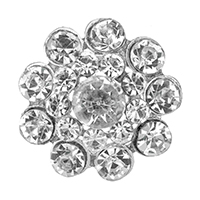 Botón de caña de aleación de cinc, aleación de zinc, chapado en color de plata, con diamantes de imitación, 26x14mm, agujero:aproximado 3mm, Vendido por UD