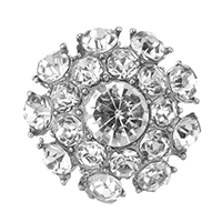 Zinc Alloy Shank Button, silver color plated, with rhinestone Approx 2.5mm 