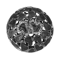 Botón de caña de aleación de cinc, aleación de zinc, chapado en color plomo negro, esmalte & con diamantes de imitación, 36x16mm, agujero:aproximado 2mm, Vendido por UD