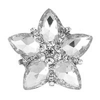 Утюжные кристаллы, цинковый сплав, с Кристаллы, Форма цветка, плакирован серебром, с обручом & со стразами отверстие:Приблизительно 3mm, продается PC