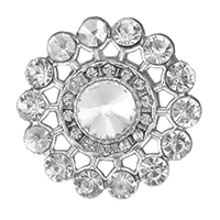 Zinc Alloy Shank Button, with Crystal, silver color plated, with rhinestone Approx 3.5mm 