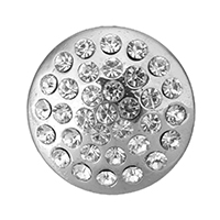 Botón de caña de aleación de cinc, aleación de zinc, Redondo aplanado, chapado en color de plata, con diamantes de imitación, 21.5x12mm, agujero:aproximado 3.5mm, Vendido por UD