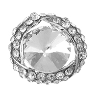 Botón de caña de aleación de cinc, aleación de zinc, con Cristal, chapado en color de plata, con diamantes de imitación, 21x20x14mm, agujero:aproximado 2.5mm, Vendido por UD