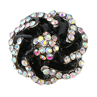 Zinc Alloy Shank Button, Flower, silver color plated, enamel & with rhinestone Approx 3mm 