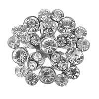 Zinc Alloy Shank Button, silver color plated, with rhinestone Approx 2mm 