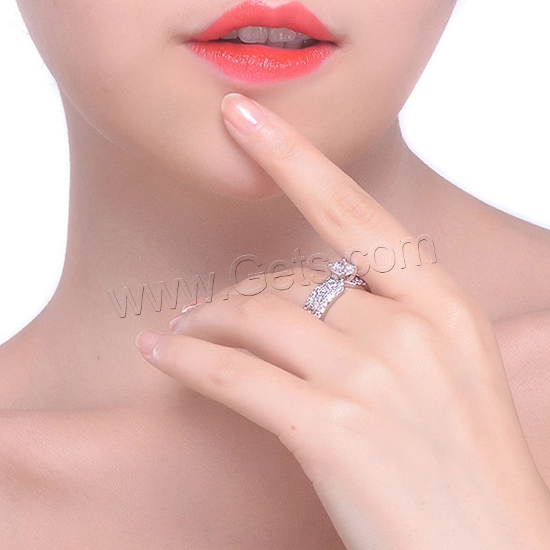 Befestigter Zirkonia Messingring Fingerring, Messing, platiniert, verschiedene Größen vorhanden & Micro pave Zirkonia & für Frau, 7mm, verkauft von PC
