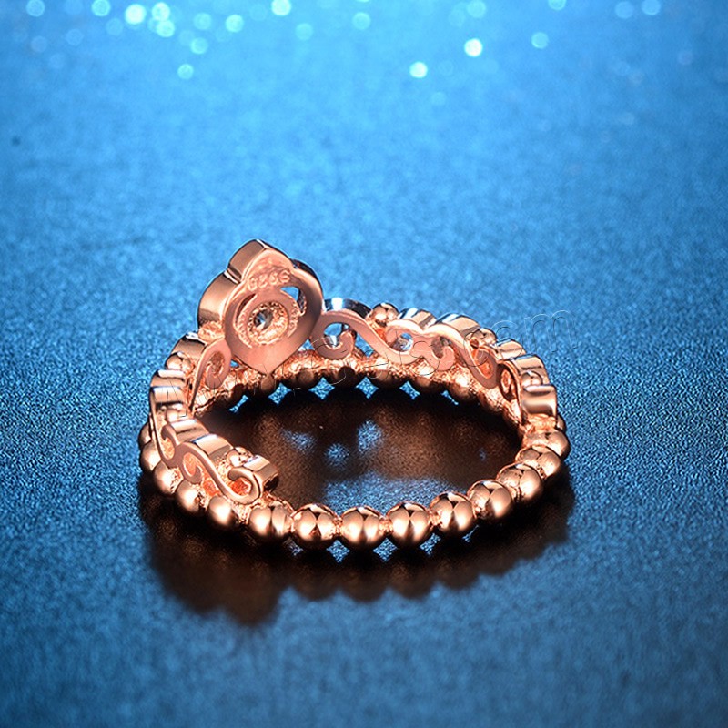 Cubic Zirconia Micro Pave Brass Finger Ring, Crown, real rose gold plated, different size for choice & micro pave cubic zirconia & for woman, 10mm, Sold By PC