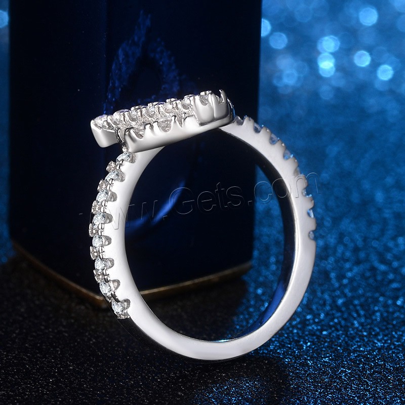 Zircon pavent l'anneau en laiton de doigt, Plaqué de platine, normes différentes pour le choix & pavé de micro zircon & pour femme, 2.3mm, Vendu par PC