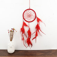 Fashion Dream Catcher, Feather, with Velveteen Cord & Copper Coated Plastic 400mm 