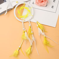 Fashion Dream Catcher, Feather, with Velveteen Cord & Glass Seed Beads 430mm 