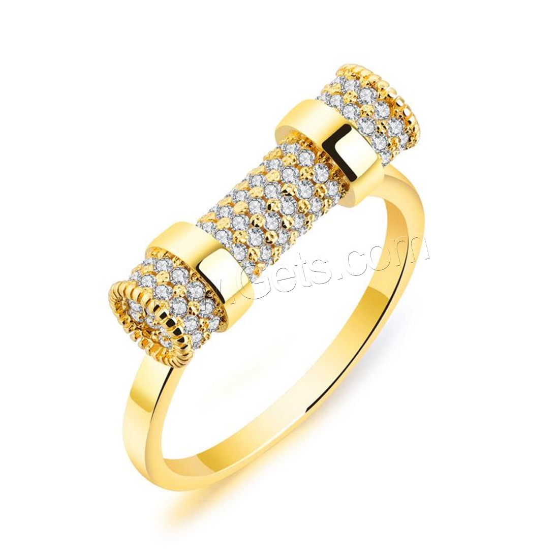 Cubic Zirconia Micro Pave Brass Finger Ring, 18K gold plated, different size for choice & micro pave cubic zirconia & for woman, 19mm, Sold By PC