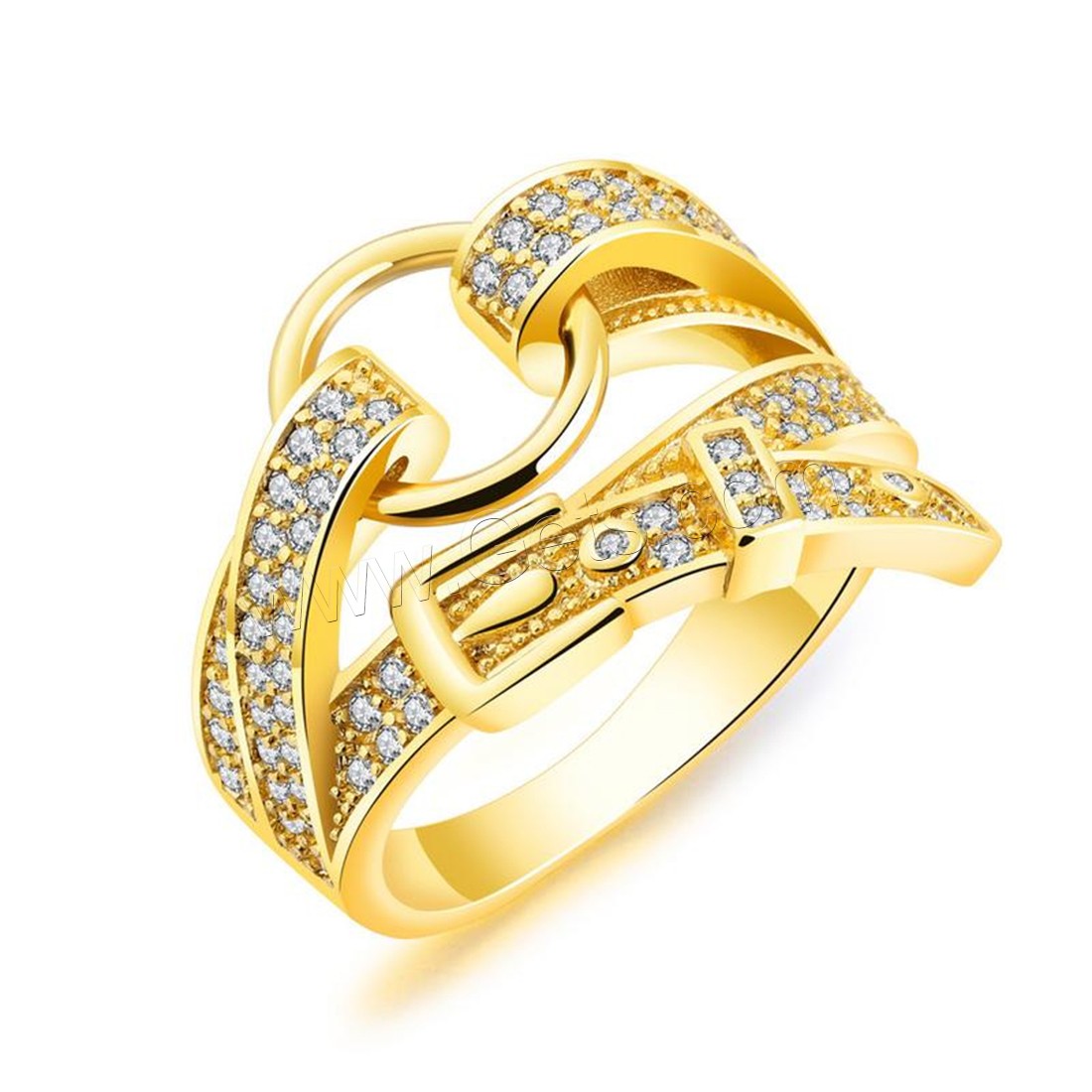 Cubic Zirconia Micro Pave Brass Finger Ring, 18K gold plated, different size for choice & micro pave cubic zirconia & for woman, 14mm, Sold By PC